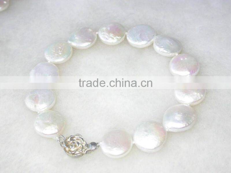 cheap 12mm freshwater coin pearls bracelet