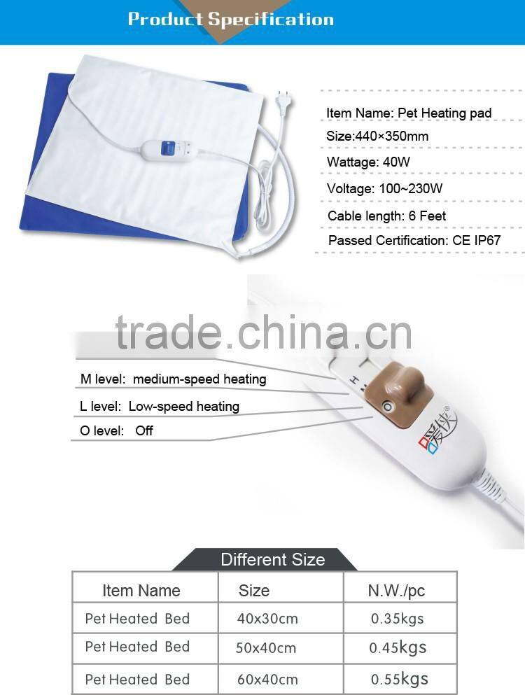 Pet heated pad with 3 lever of L-M-H setting controller