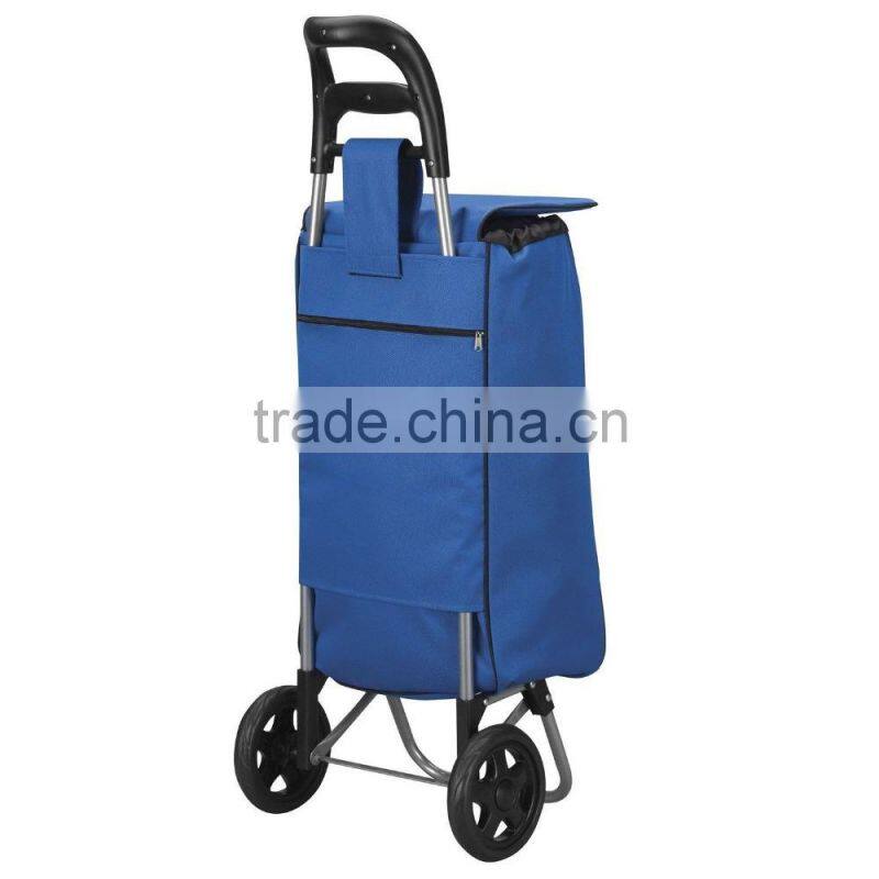 Household Essentials Rolling Shopping Cart with Royal Blue Bag