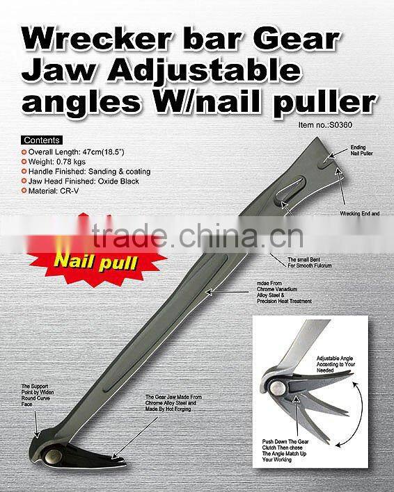 Adjustable Wrecking Bar W/ Nail Puller
