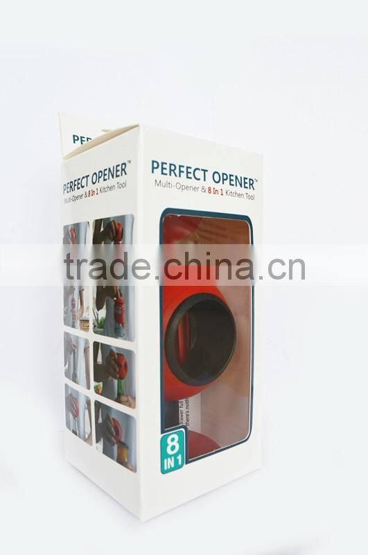 High Quality 8 In 1 Multi-function Bottles Jar Can Opener Wine Opener Kitchen Tool With Colorful Box