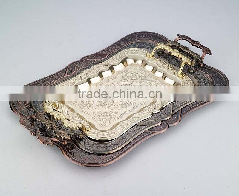 Gold Stainless Steel decorative tray for wedding
