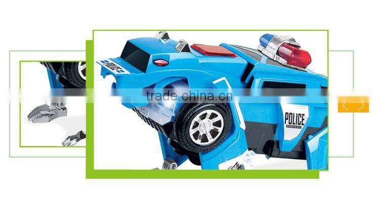 Deformation set cheap electric police toy car model display stand