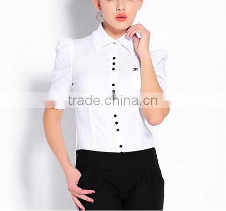 2016 Ladies Short Sleeve Office Uniform Blouse Body Shirt Clothes