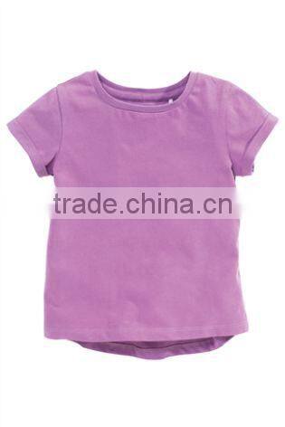2017 hot sales children girls o-neck short sleeve T-shirt pure color