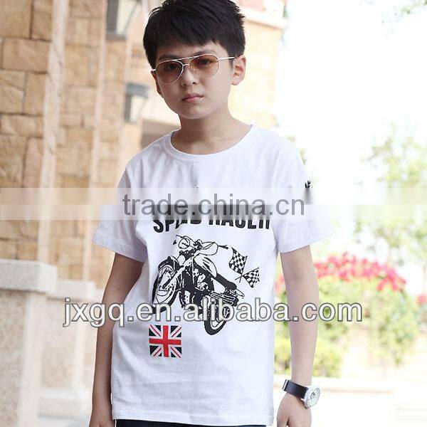 2013 new style white printing boy clothing 100% cotton baby t shirt