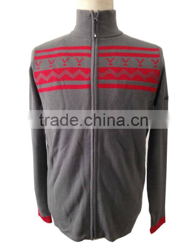 Merino wool zip cardigan men's sweater