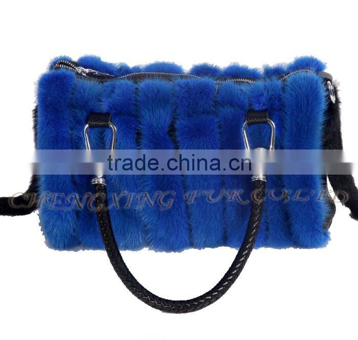CX-H-57B New Fashion Women Hand Bags Printed Mink Fur Satchel