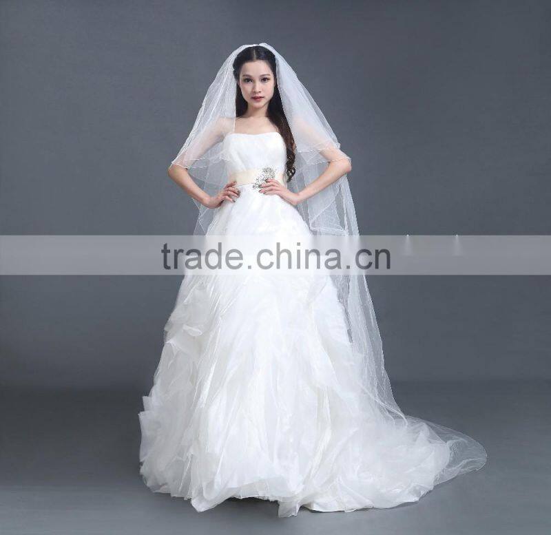 Off shoulder organza fabric bust ball gown skirt wedding dress
