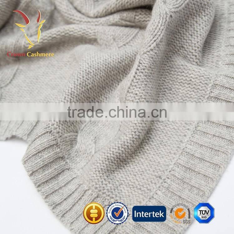 High Quality Solid Cabke Knit Baby Blanket For Winter