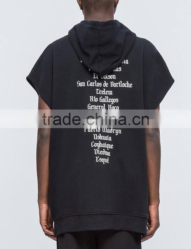 2017 wholesale gym sleeveless hoodie zip up sleeveless zip hoodie