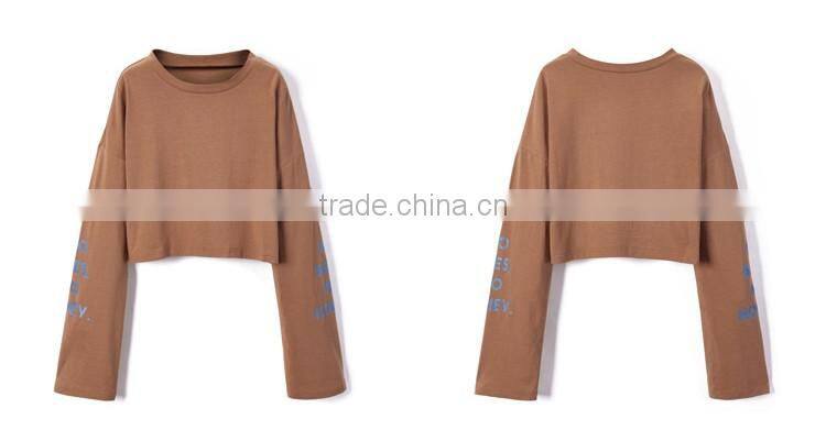 Long Sleeve Cropped T-shirt Womens Crop Top With Print Logo