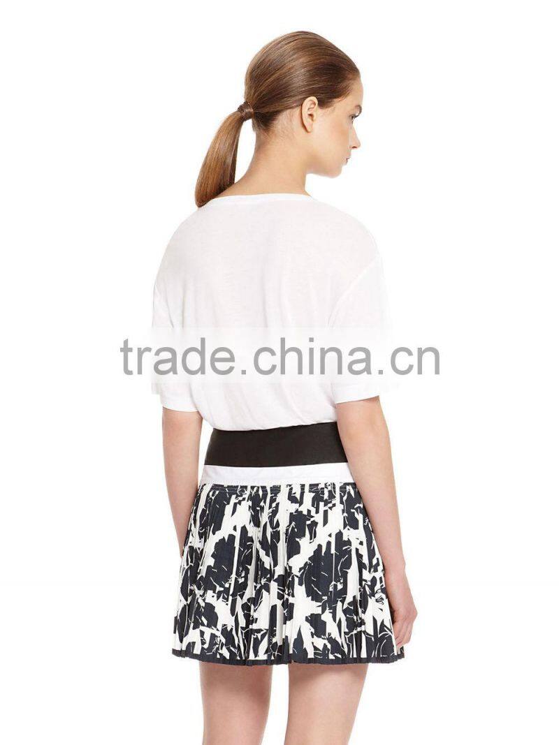 Custom deep wide neck blank t-shirt for lady