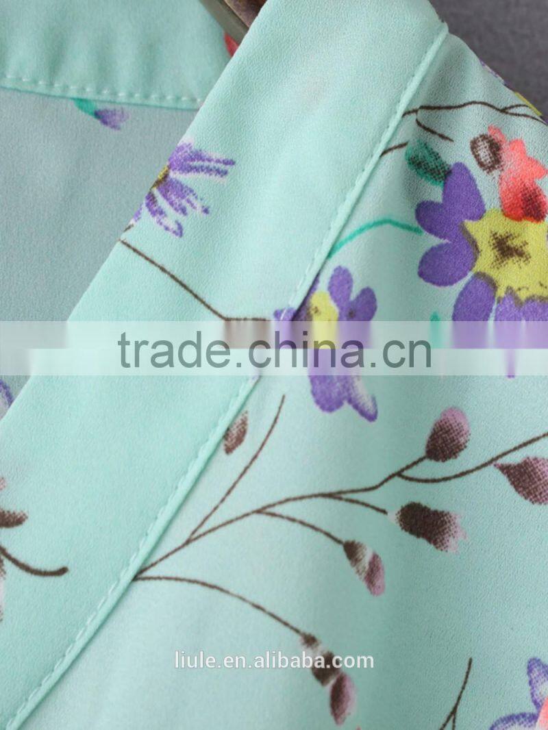 New Design Chiffon Blouses medium Sleeve V-Neck Blouse Elegant Casual Loose Shirt