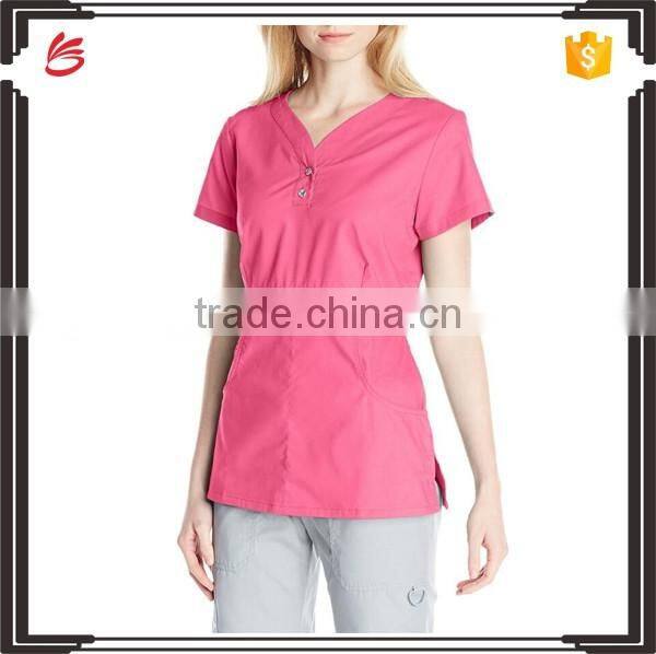 women's button-front scrub top longer length medical scrub