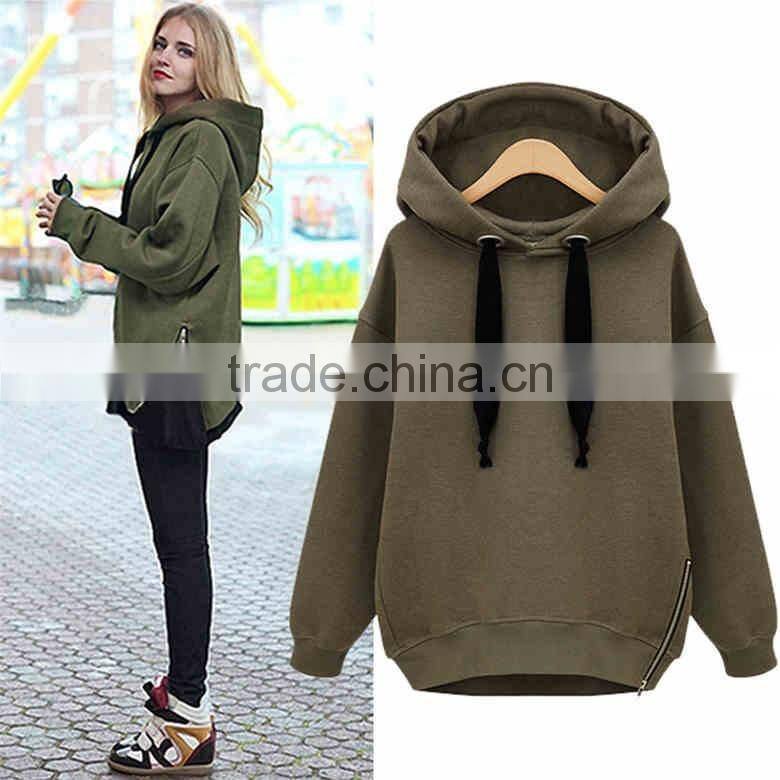 Cheap Ladies thick fleece large size loose blank hoodies