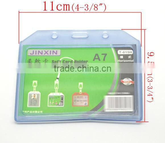 Blue Horizontal Plastic Business Working Card ID Card Badge Holder for Office Use