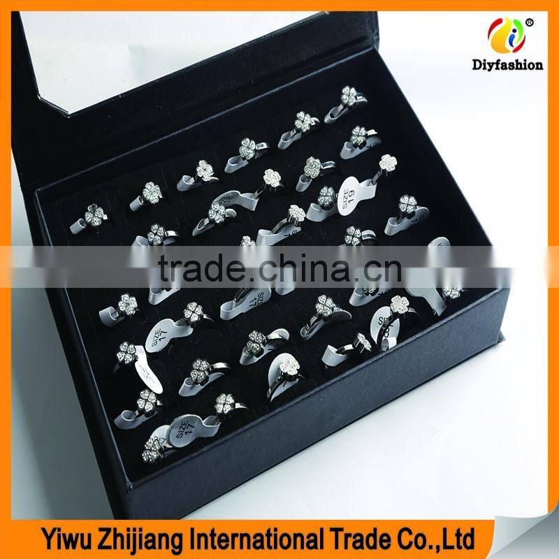 fashion stainless steel jewelry finding four-leaf Clover design ring