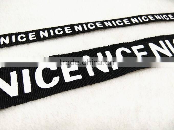 hot sale custom letter printed ribbon lace 100% polyester ribbons for garments