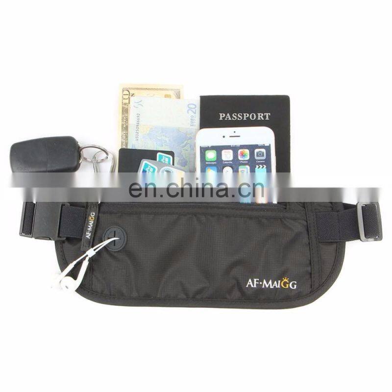 Black Color Smaller Ripstop Nylon Rfid Blocking Women Money Belt