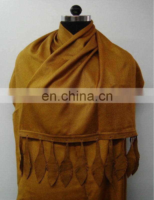 Silk Pashmina Scarf with sued trims