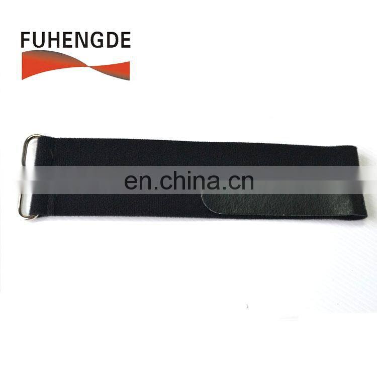 Reusable hook and loop strap with metal loop