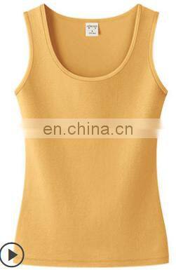 Women's Casual Solid U O-Neck T Shape Basic workout fitness Custom logo Cotton Tank Top
