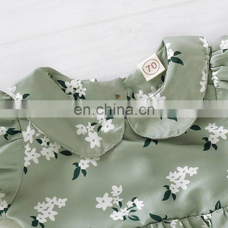 Newborn Baby Girl Doll Collar green Floral Bodysuit short sleeve Jumpsuit summer casual cotton Outfits Sunsuit