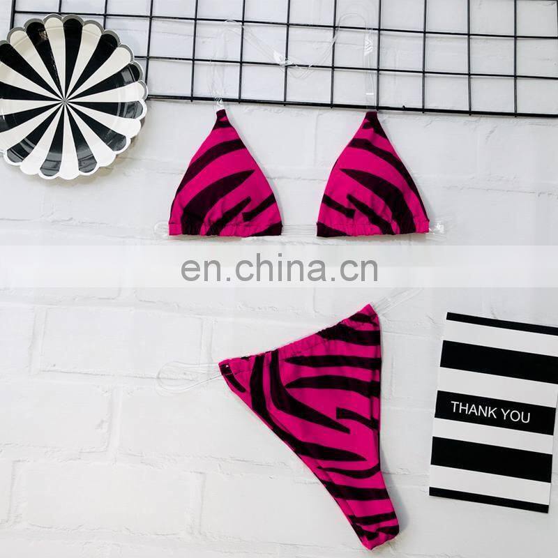 Peachtan Sexy Neon Bikini 2019 Swimwear Women Zebra Print Bathing Suit Mujer High Cut Swimsuit Female Push Up 2Pieces Suit