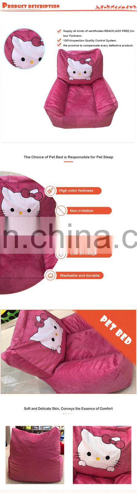 Cute pink dog sofa chair short plush and polyester oxford material pet sofa