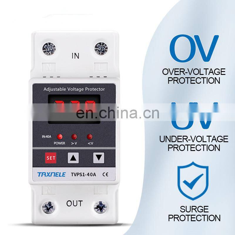 Digital Voltage Protector 40A 60A din rail Adjustable Protection Over Under Automatic High Low Voltage Protect relay protective