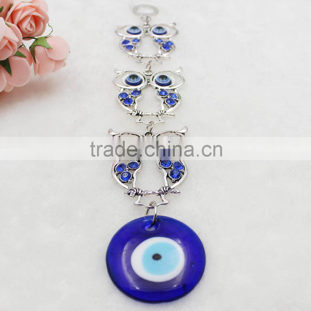Islamic Owl Pendant Car Hanging With Glass Blue Evil Eye Beads