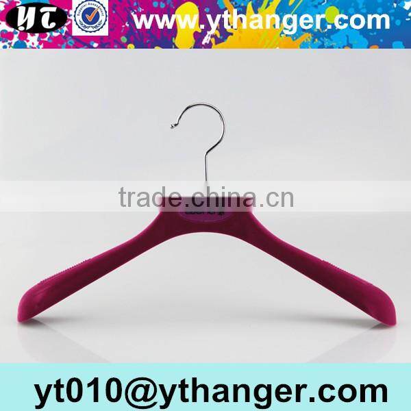 YY0493 custom hanger factory bridal dress hanger wedding dress purple notched velvet hanger