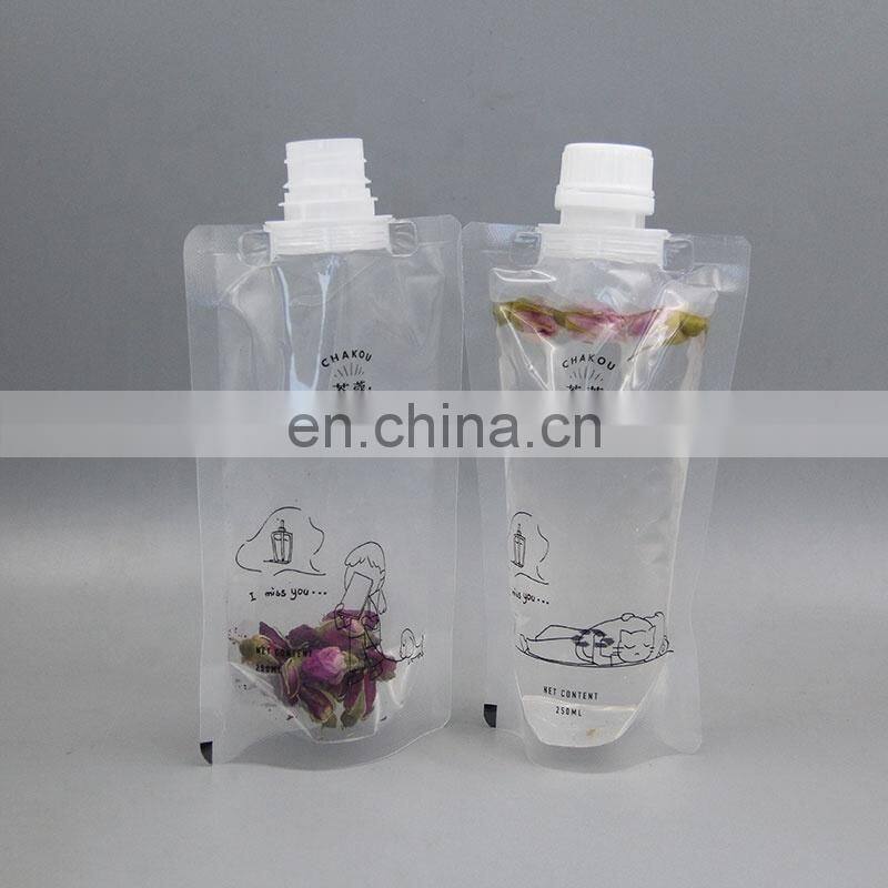 Custom print juice pouch plastic drink bag with spout