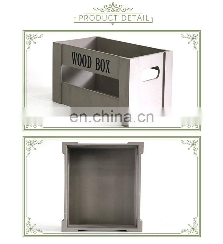 gray wooden craft storage box bin basket for home decor