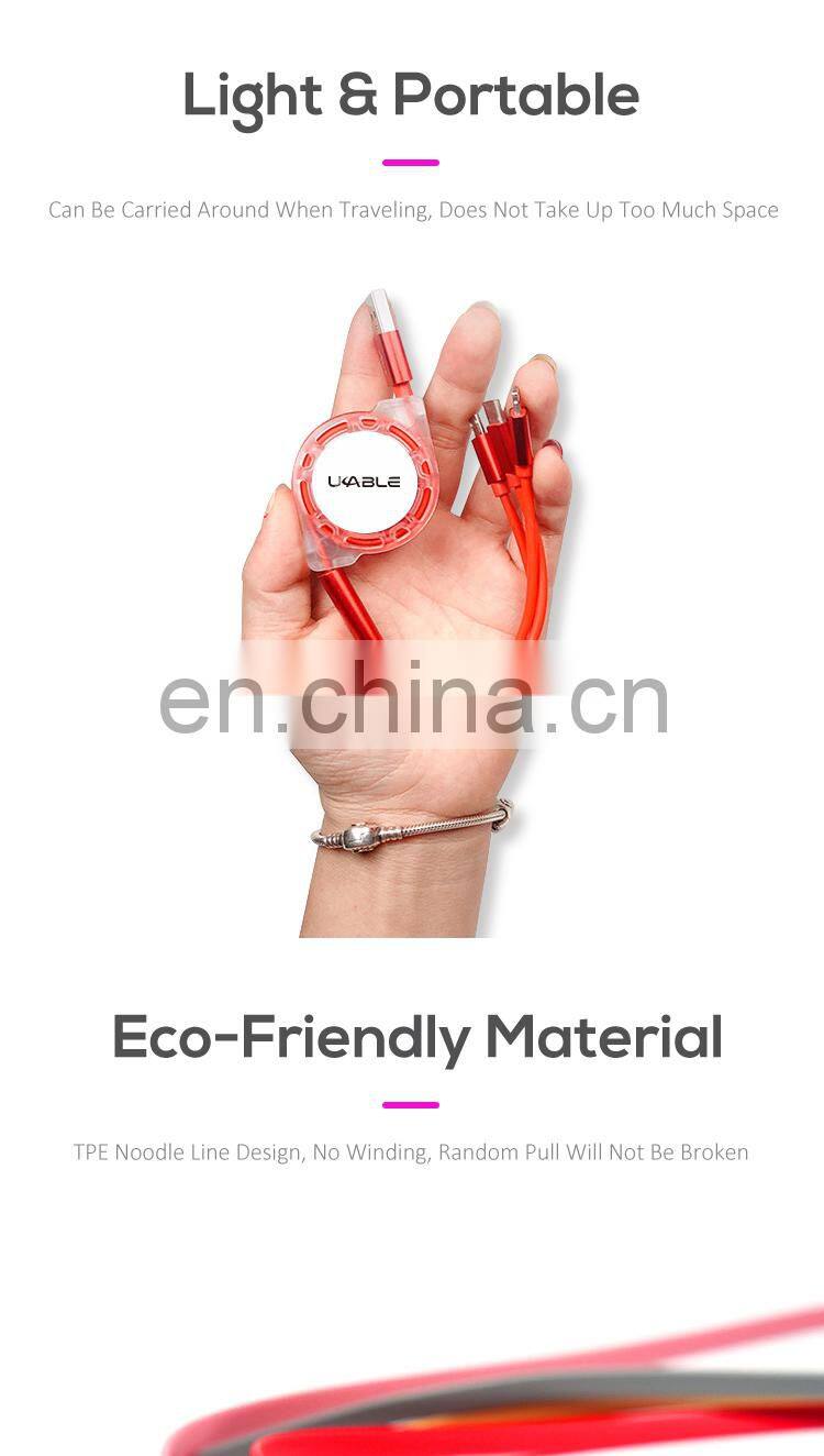 Logo Custom 3 in 1 Retractable USB Cable