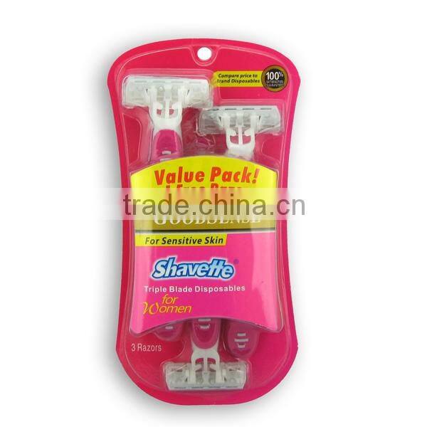 rubber handle triple blade women razor