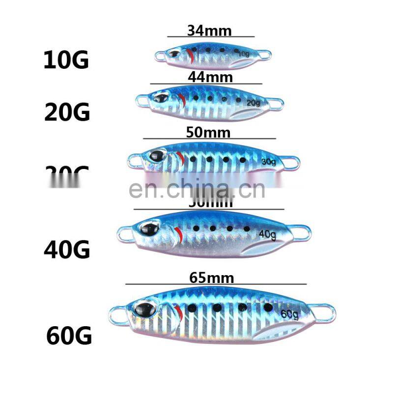 JOHNCOO 10G/20G/30G/40G/60G Lead Metal Jigging Lure Slow Pitch Saltwater/Freshwater Fishing Lure Hard Bait