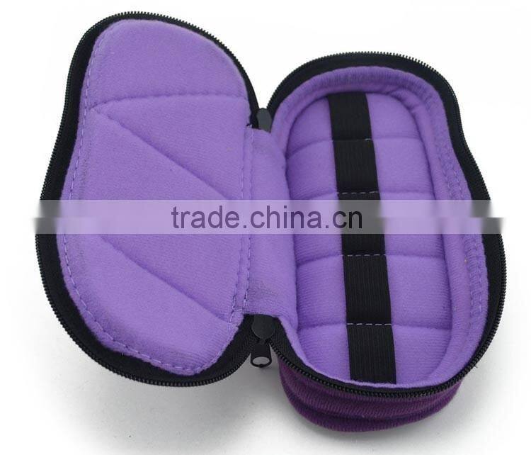 soft purple velvet essential oil case hold 5ml and 10ml bottle,OEM soft velvet small essential oil carrying cases hold 5bottles