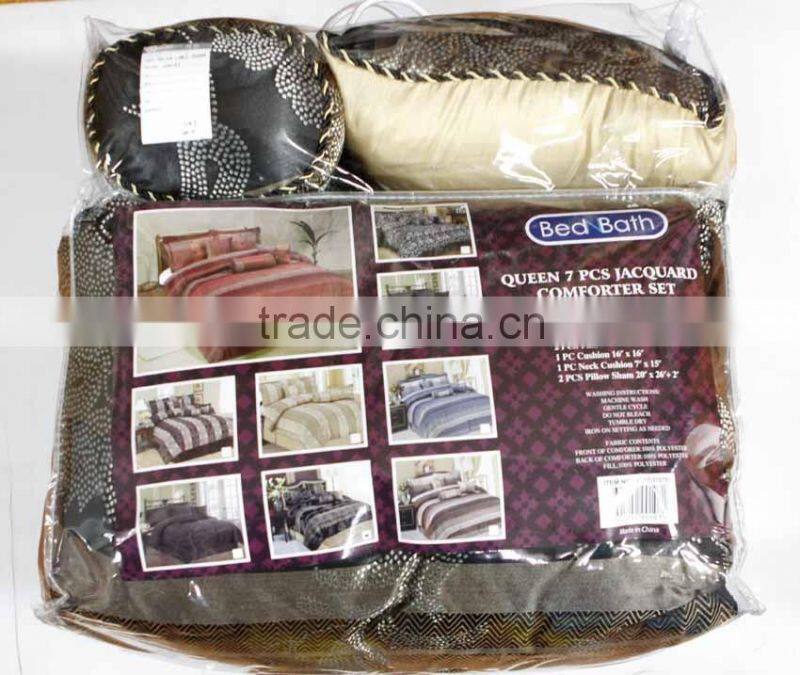 7PCS 100% Polyester Luxury Warm Color Jacquard Comforter Set with Matching Curtains