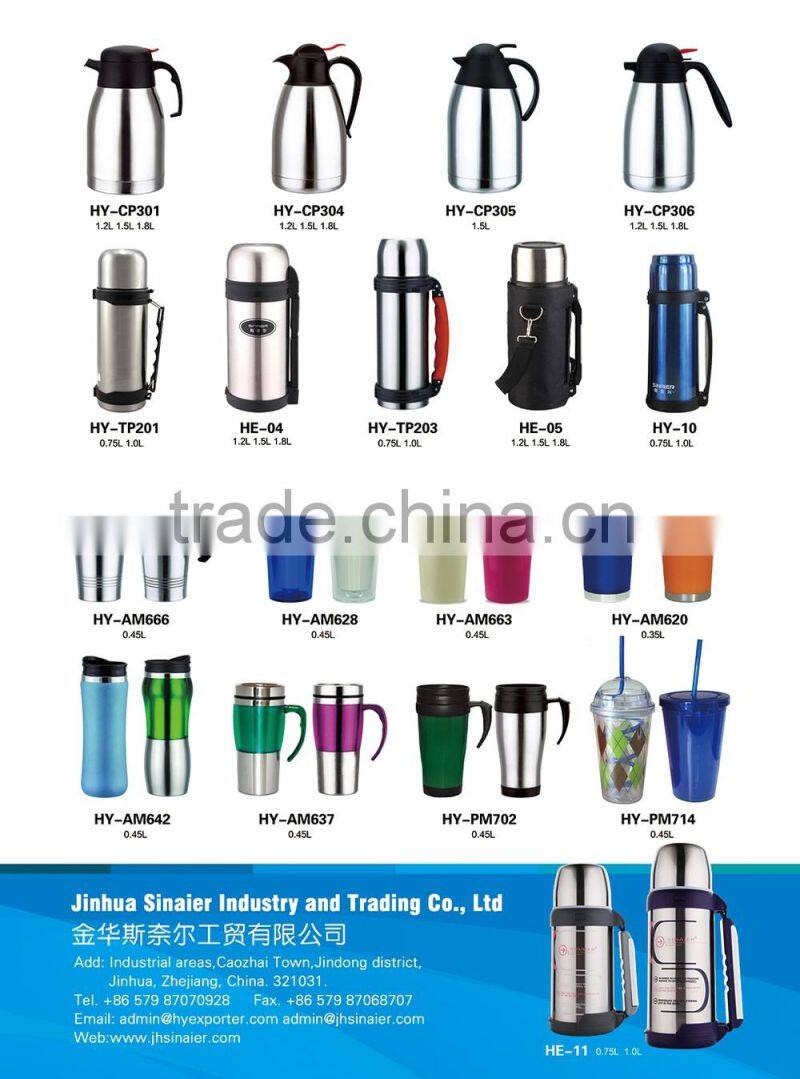 Double wall stainless steel inner ,plastic outer travel mug
