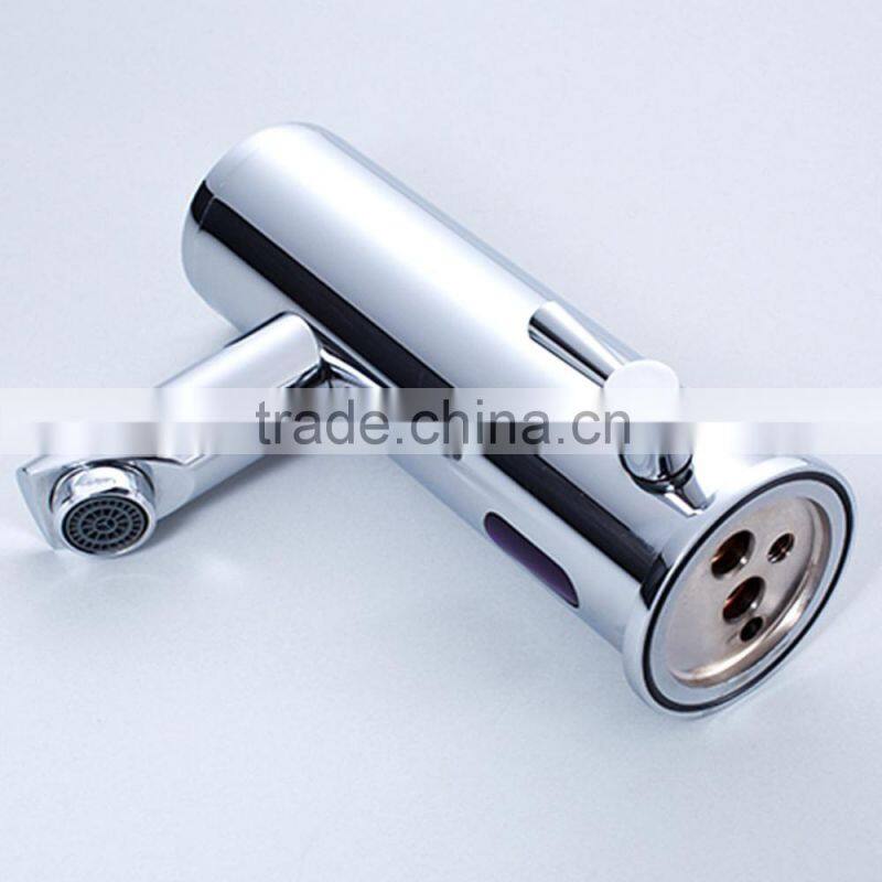 Chrome Plated Touch Free Auto Stop Faucet Motion Sensor Faucet Washbasin Sensor Tap with Temperature Control Handle
