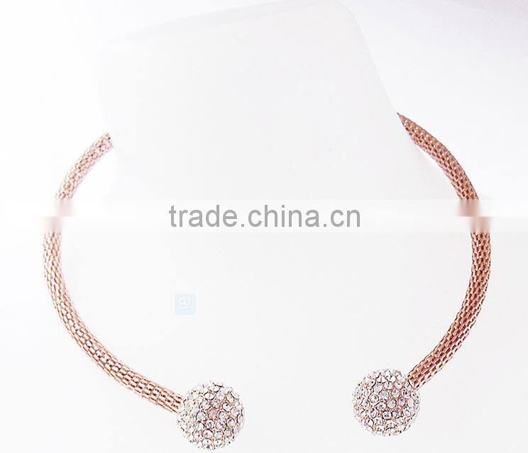 Europe and America fashion high-grade open collar crystal ball pendant necklace
