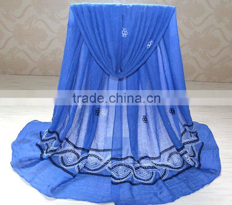 Wholesale Embroidery Design Fashion Ladies Cotton Scarf Shawl