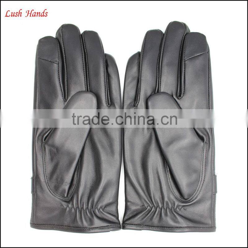 European classic British men's leather gloves with index finger touch screen