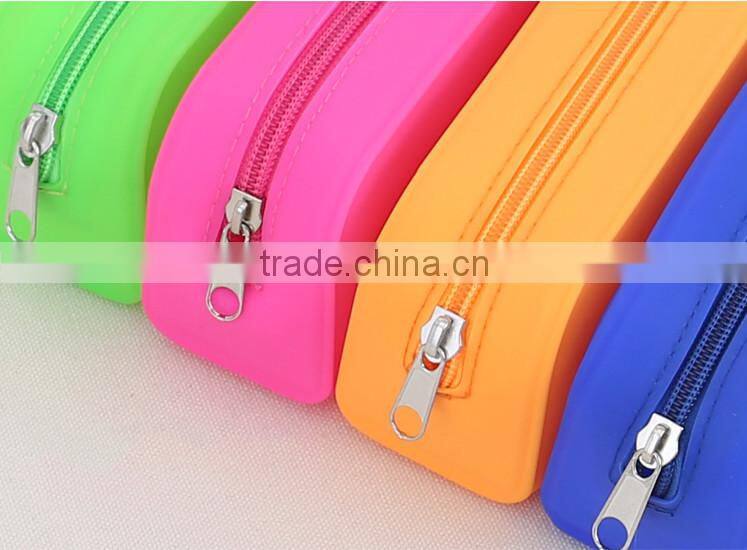 Custom silicone rubber colored pencil cases/ pencil case bag/ cute pencil pouch
