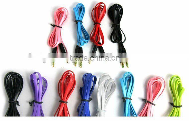 Noodle Deisng 3.5mm to 3.5mm Colorful Car Aux audio Cable Extended Audio Headphone Stero Cable