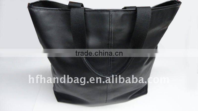 large black leather tote bag