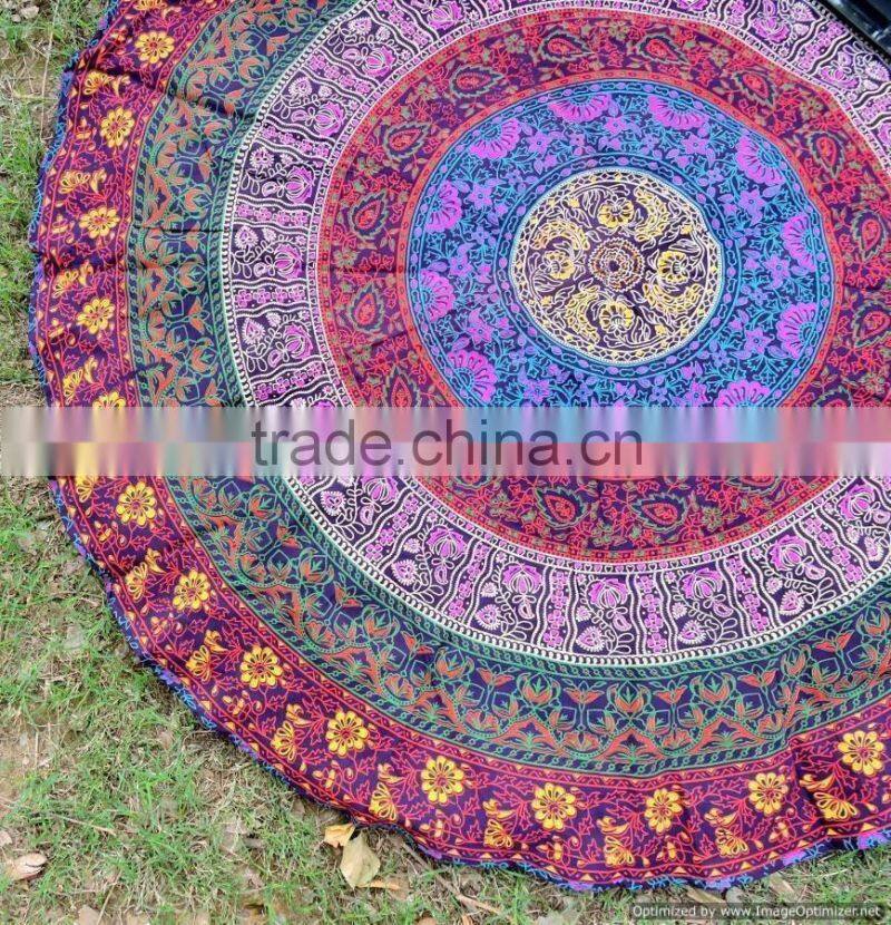 Indian Round Mandala Hippie Tapestry Roundie Yoga Mat Beach Throw Cotton Dorm Decor Table Cover