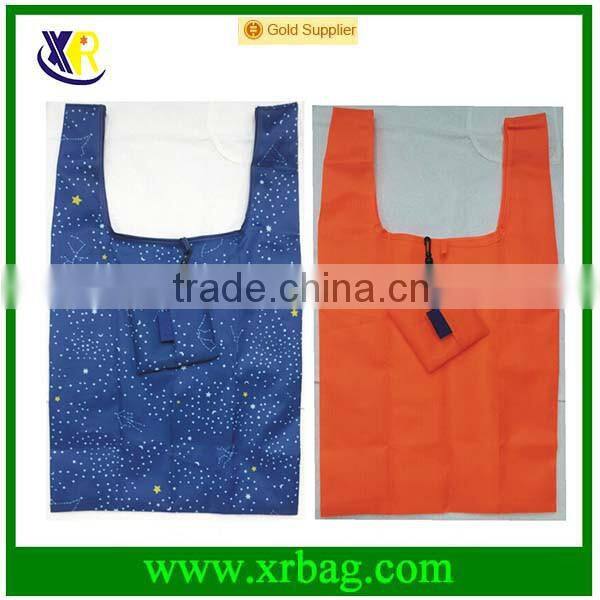 Custom cheap shaped foldable shopping bag with pouch